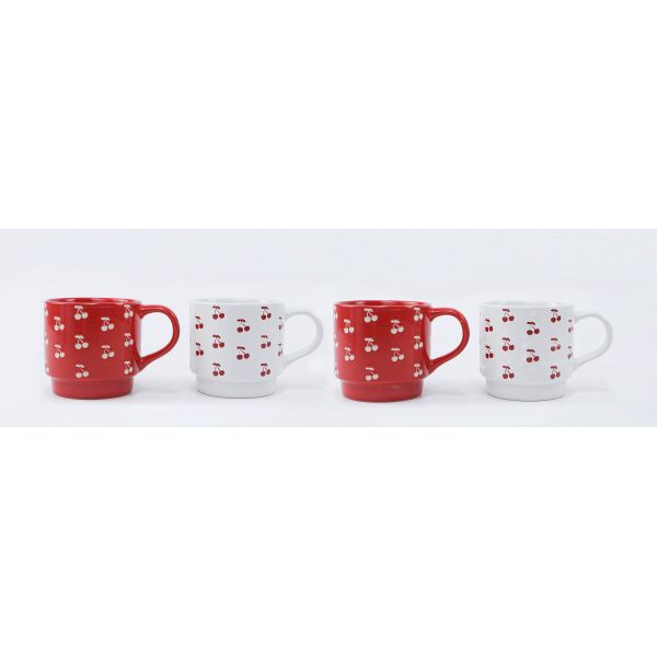 Cute Lucky Cherry Bow Embossed Coffee Mug