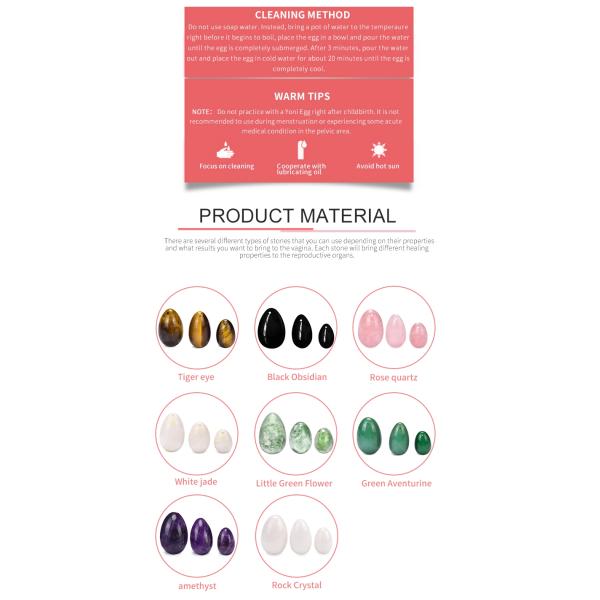 яйца Кристл Yoni яйца кварца Yoni Роза тренировки 50x35mm 54g Kegel