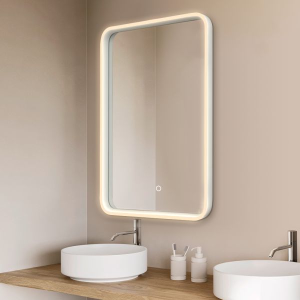 Modern Front Lighted Vanity Mirrors , Rectangle LED Wall Bathroom Mirror