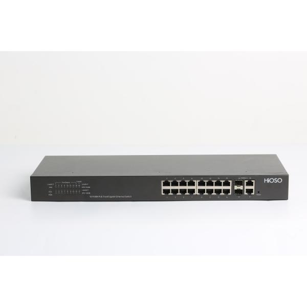 16 10/100M PoE Ports 2 Combo Uplink Ports 18 Port Gigabit Switch