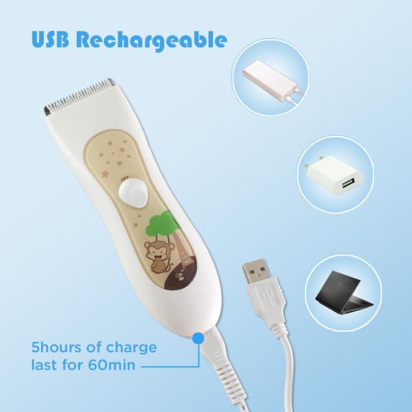 500mah X 2 Battery Electric Baby Hair Clippers And Trimmers Super Quiet