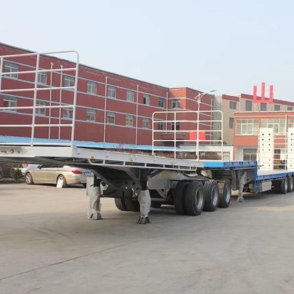 1310mm Wheel Base Heavy Duty 3 Axles Gooseneck Lowbed Semi Trailer with Air Suspension