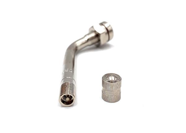 Brass Core Metal Tire Valve Stem Bend 60° Nickel Plated 9.7mm Rim Hole TR545D