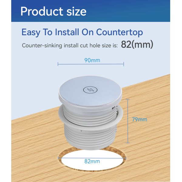 Rotary Fully Desk Grommet Power Outlet Recessed Strip SAA Certificated