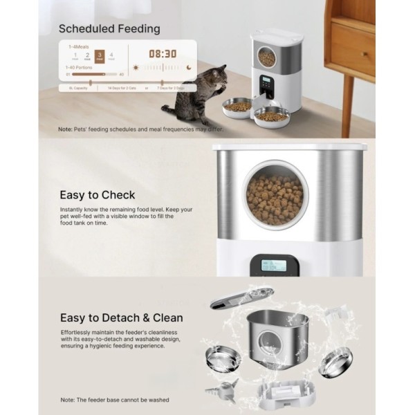 5L Smart Pet Feeder With LCD Display Dual Bowls Intelligent Pet Feeding Machine