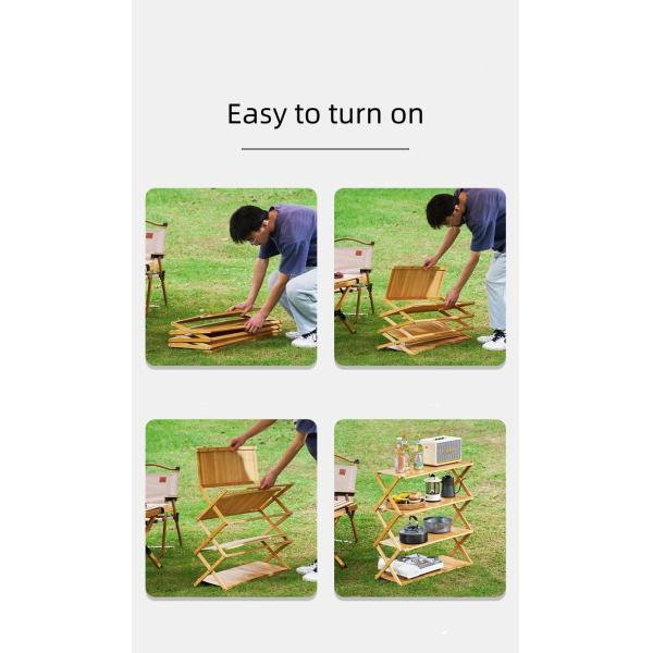 4 Tier Outdoor Retractable Folding Storage Racks Portable Multi Layer Picnic Racks