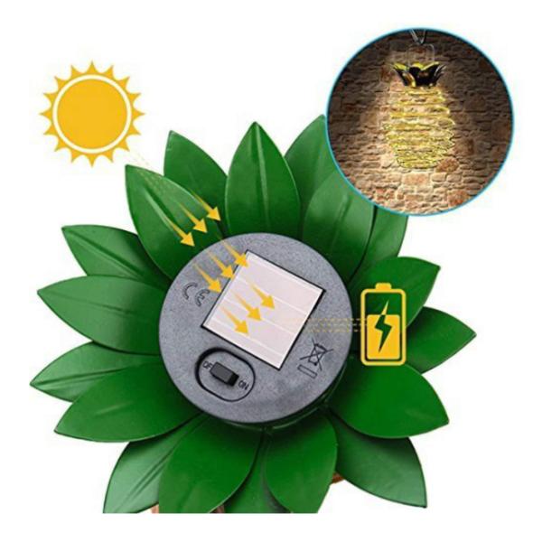 Wrought Iron 22CM 0.06W Hanging Pineapple Solar Lantern