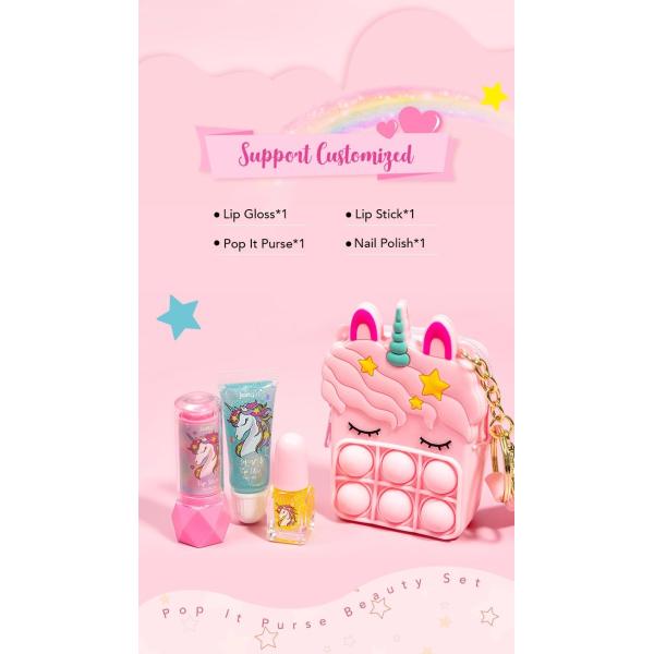 Customization Kids Makeup Kit Makeup Toys For 5 Year Olds With Pop It Purse