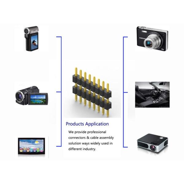 Single Row Male Pin Header Connector 2.0 Mm PitchBlack PA6T Insulation Double Plastic