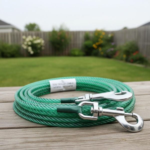 High Carbon Steel Dog Tie Out Cable with 7x7 Construction and PVC Coated for Outdoor Dog Trolley System