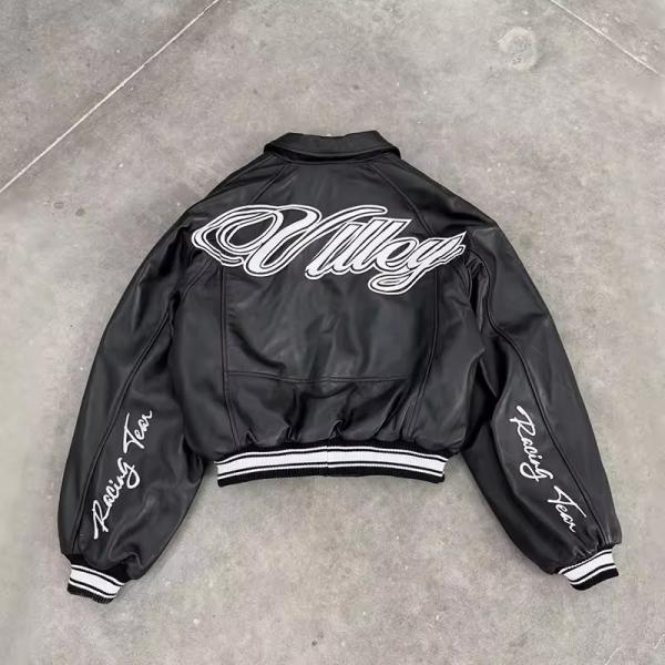 Custom Jacket Streetwear Fashion Embroidery Patch Leather Mens Jacket Plus Size Bomber Motorcycle Leather Jacket for Men