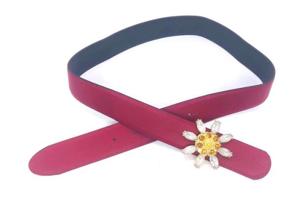 Correia Crystal Leather Waist Floral Cummerbund do cristal de rocha das mulheres da cor vermelha para o vestido
