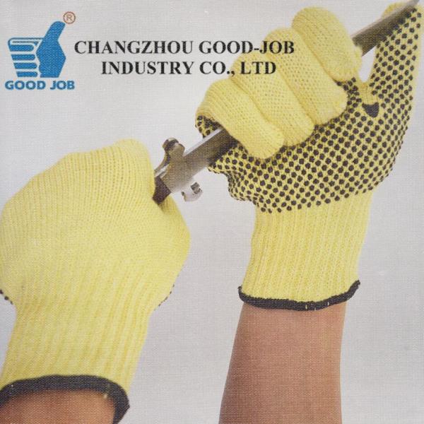 Волокно Aramid отрезало устойчивые перчатки работы выравнивает 5 покрытое с точками PVC
