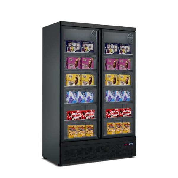 Supermarket Commercial High Plug in Upright Glass Door Air Cooled Cold Energy Drink Beverage Display Refrigerator Freezer