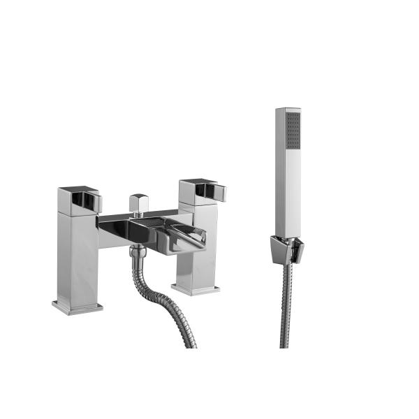 Double Handle Bath Shower Mixer with Chrome Finish and Ceramic Valve for Customizable Water Pressure 0.5-3.0 Bar
