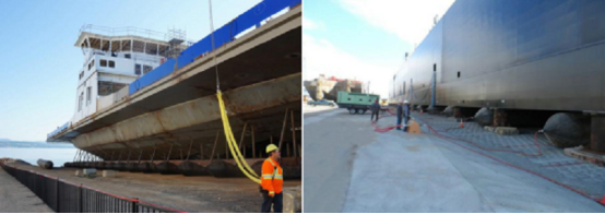 Корабль безопасности запускает черные резиновые надувные морские подушки безопасности 3-24 м