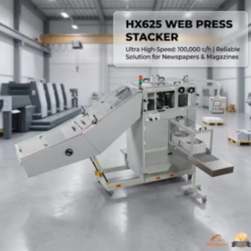 HX625 Web Press Stacker optimized for newspaper web presses and rotary cutters ensuring finished paper stacking
