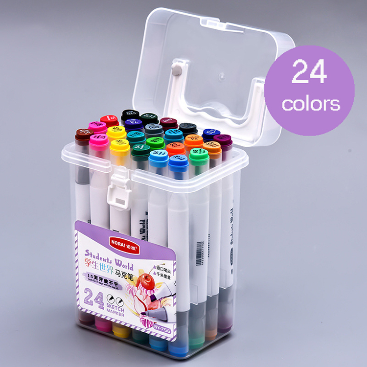 24colors Double Head Water-based Ink Washable Dry Erase Color Marker Markers