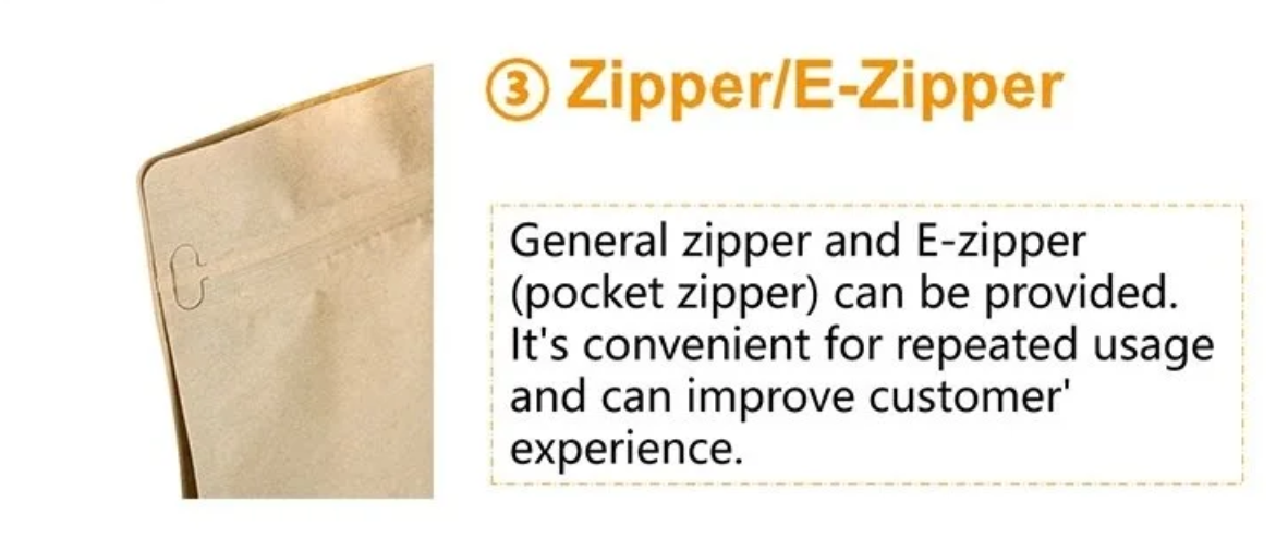 Frosted Kraft Paper Self Sealing Ziplock Stand Up Pouches