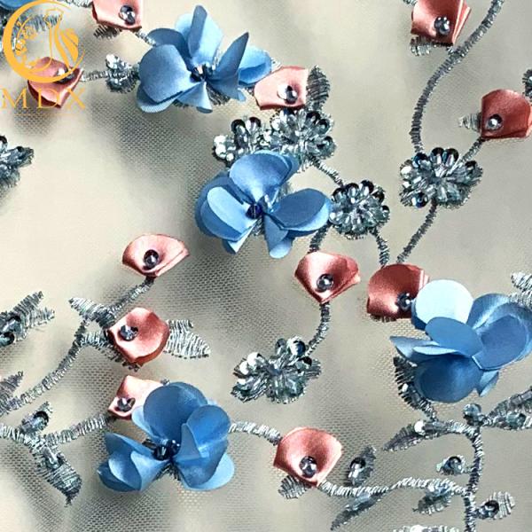 Сетка чувствительной Sequined ткани шнурка Multicolor отбортовала флористический шнурок вышивки