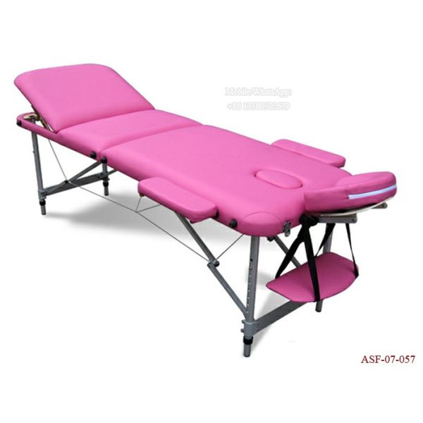 New Beauty Furniture Three Sections Aluminum Massage Bed with Face Holes