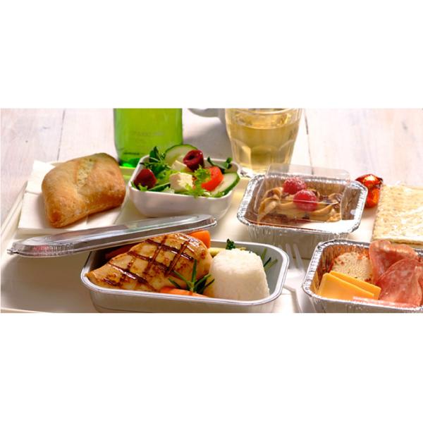 контейнеры еды авиакомпании пищевых контейнеров алюминиевой фольги 250ml устранимые летные покрытые поставляя еду с крышками