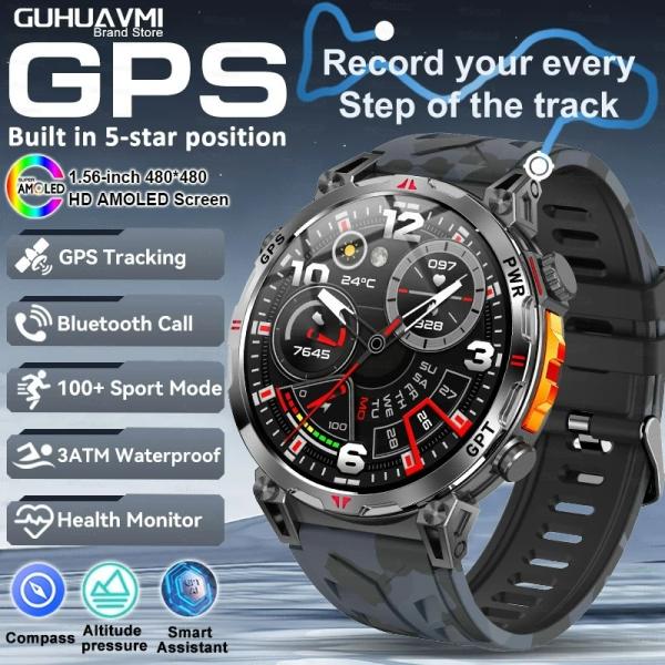 3ATM Waterproof GPS Sport Smart Watch BT Call Smart Watch For Fitness Tracking