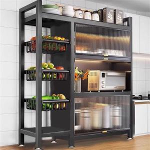 Dust Proof 2-5 Floors Kitchen Pantry Cabinet With Magnetic Cabinet Doors