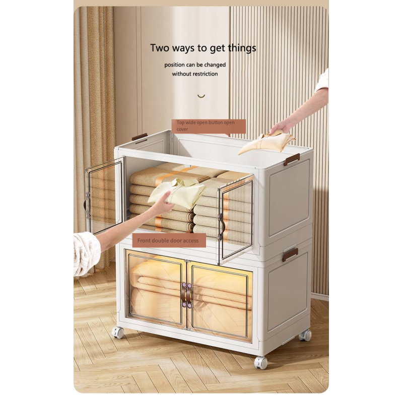 Home Transparent Clothing Folding Stackable Door Open Storage Cabinets  Storage Boxes & Bins  Storage Organizer