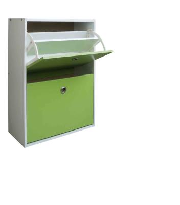 2 Tier Flip Drawers Shoe Organizer Cabinet , Green Shoe Storage Containers