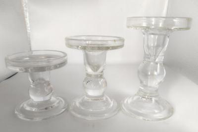 3 pcs  Crystal Clear Candlesticks With Elegant Design for Pillar Taper