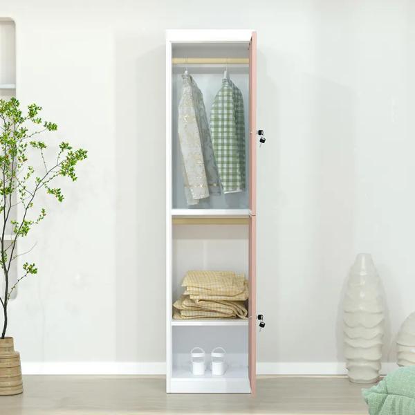 2 Doors Metal Locker Cabinet Vertical Standing With Hanger