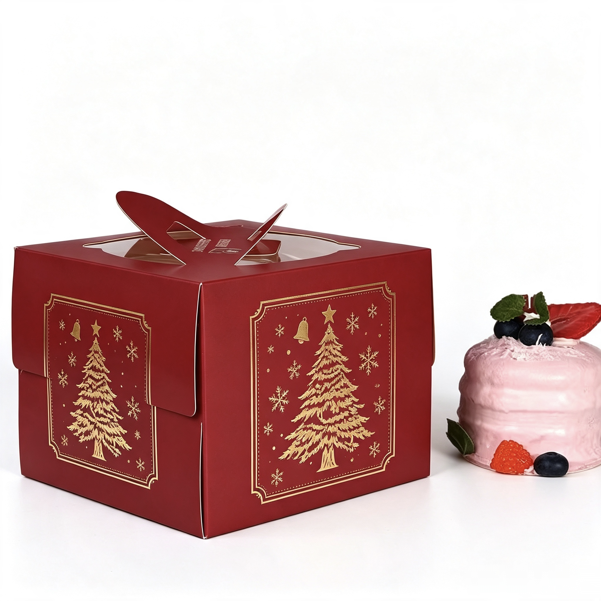 Customized Design Cake Box with Chocolate Shavings Decoration and Flat Packing for Bakery Packaging