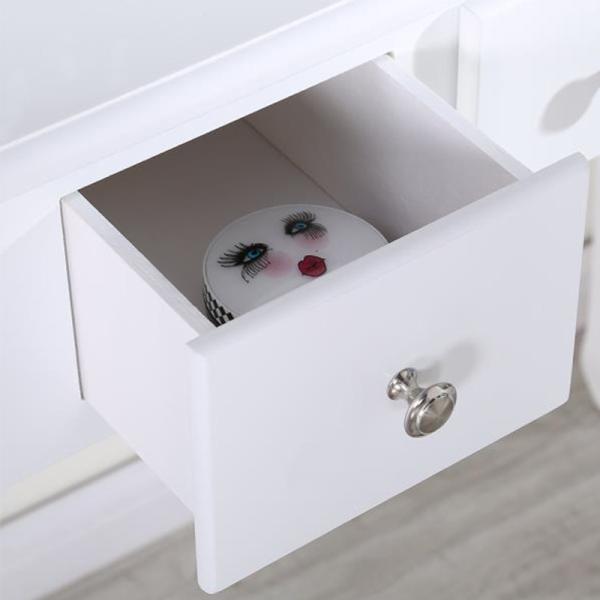 Touch Screen Pine Wood Mirrored Dresser Table With Mirror Led Lights