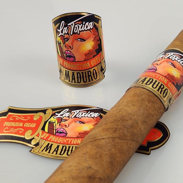 Étiquette de cigare personnalisée de haute qualité imperméable à l'eau en vente chaude 2025, impression de feuille d'or avec logo privé et marques en relief, autocollant rapide