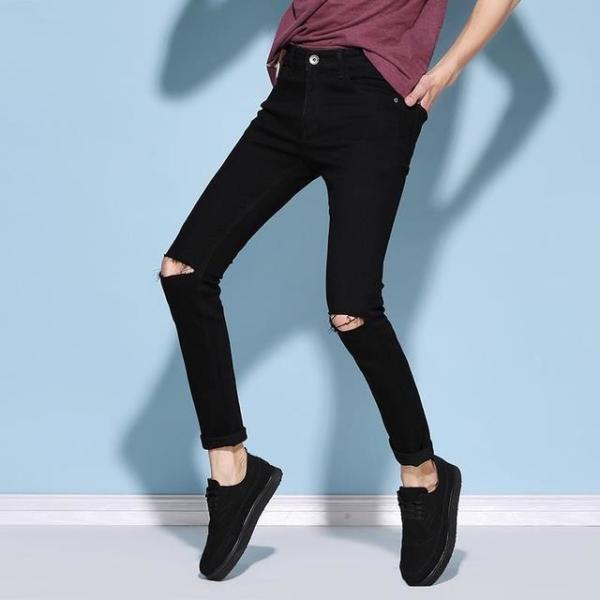 Breathable Mid Waist Men Pants Mens Skinny Jeans With Zippers