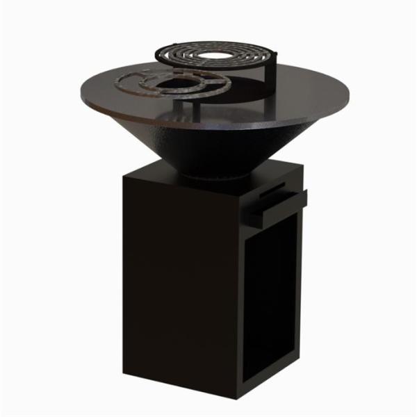 Black Painting Round Corten Steel BBQ Grill Fireplace 1330*500*1000mm