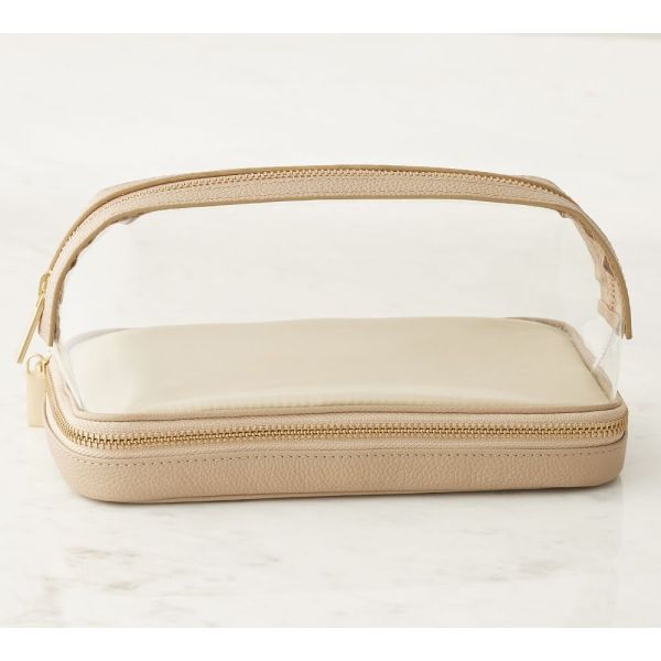 Zipper Type Leather Makeup Organizer Storage Box Double Layer Customized Logo