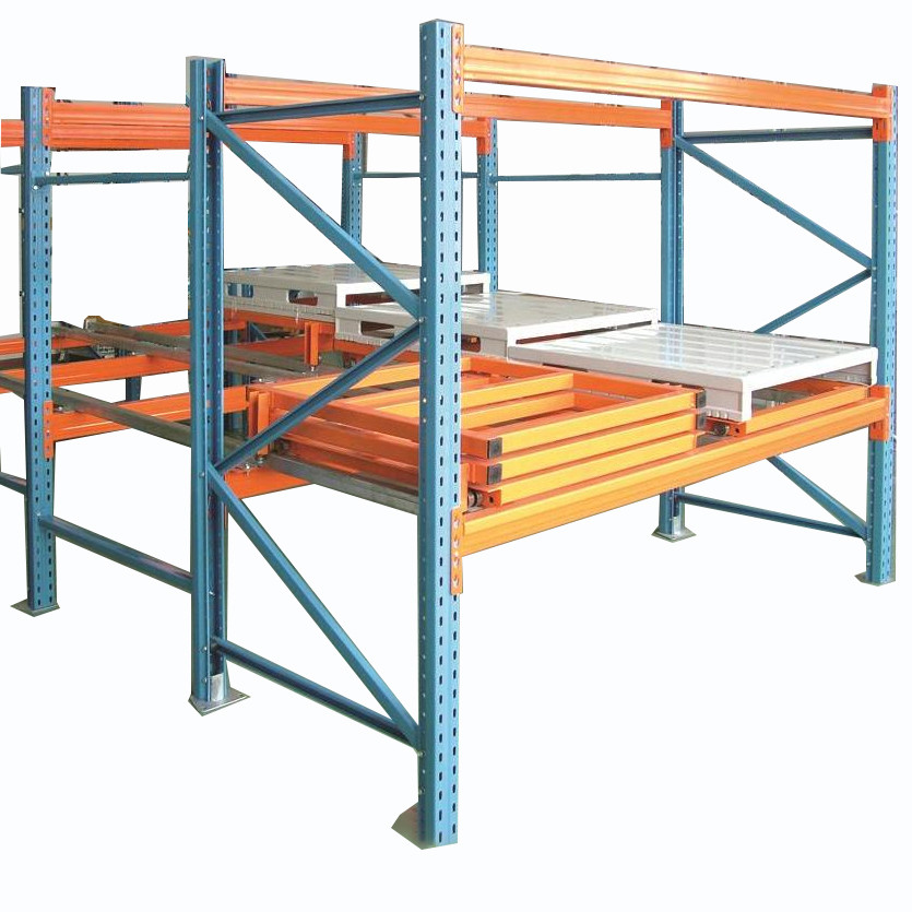 OEM Blue Push Back Pallet Racking 5 Deep LIFO Storage 3000kg Heavy Duty Warehouse Racking System