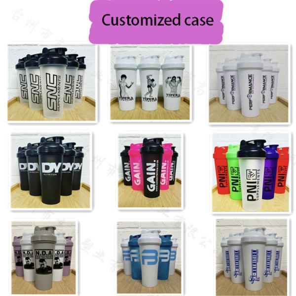 Custom Logo 400ml 600ml Black Large Sports Fitness Protein Powder Shaker Bottles With Capacity Measuring Line