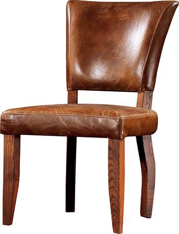 Brown Vintage Leather Dining Chair 100% Solid Wood Frame Home Furniture  