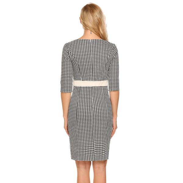 Vestido blanco y negro popular del lápiz de la guinga
