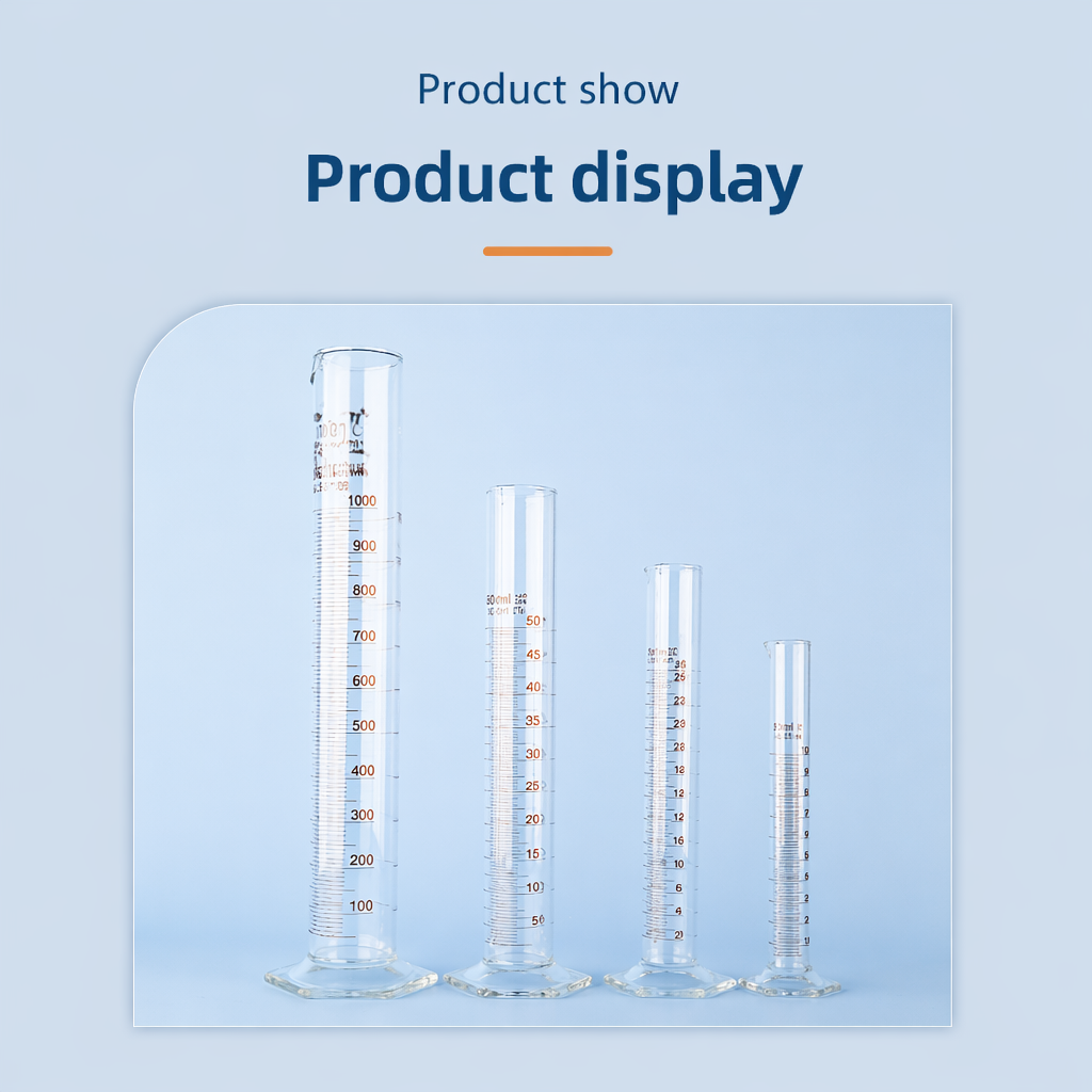 Factory  High-borosilicate Glass Measuring Bottle Clear 100mL 250mL 500mL Thickened Hexagonal-base Glass Cylinder