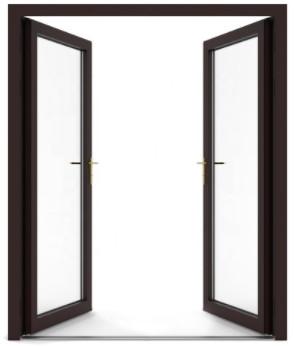 PVDF Coated Aluminium Casement Doors , Toughened Glass External Doors Anodized