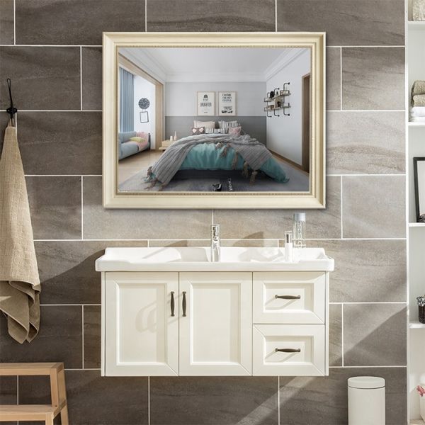 Luxury Golden PS Frame Baroque Style Floor Mirror Full Length For Entryway