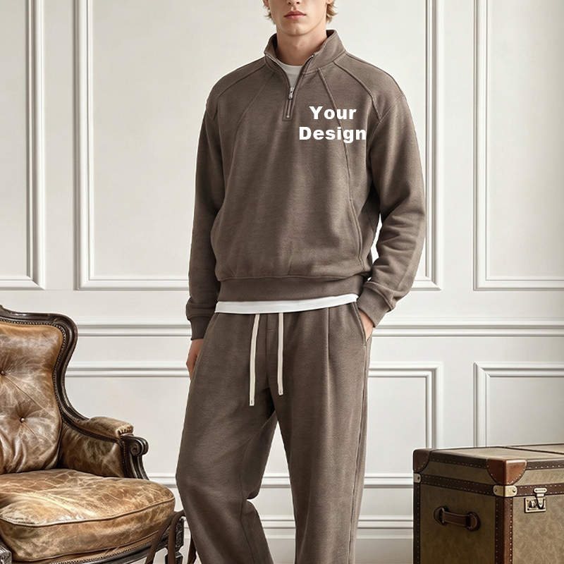 Men 320G Half‑Zip Polo Quarter‑Zip Sweatshirt, Custom OEM ODM