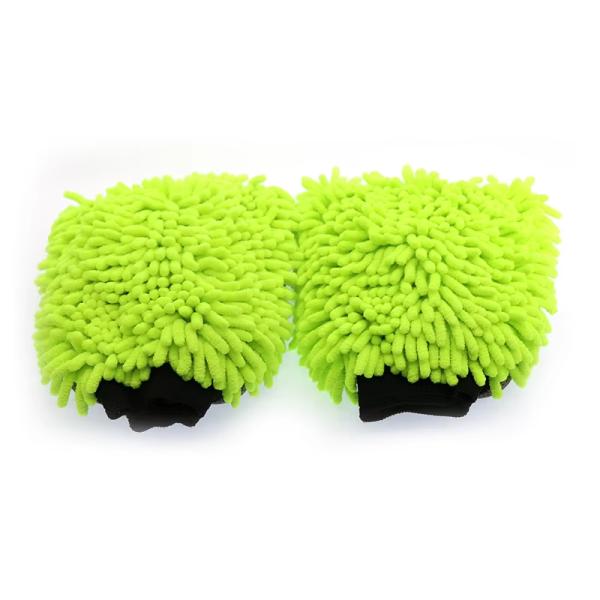 Auto cleaning single sided green Microfiber chenille car wash mitt cleaning gloves car wash products