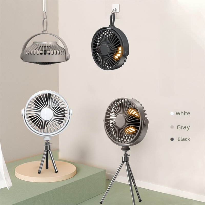 Tripod Pedestal Fan Camping Ceiling Fan With Detachable Bracket 360 Degree Rotation