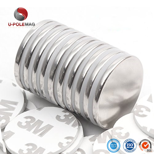 Tolerance ±1mm Permanent N35-N52 Neodymium Disc Adhesive Magnet with 3M Self Adhesive