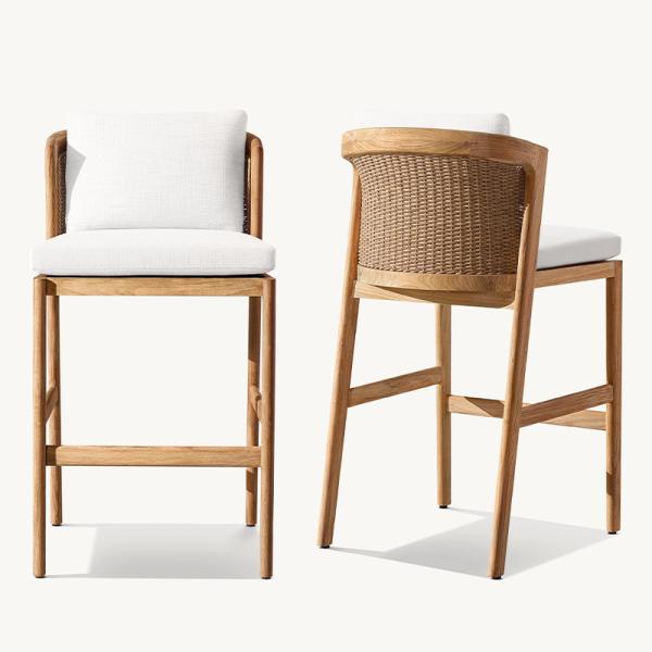 Modern Outdoor Furniture Dining Teak Garden Chair Home Patio Bar Chair Rattan Chair Bar Stool Waterproof Sun Protection